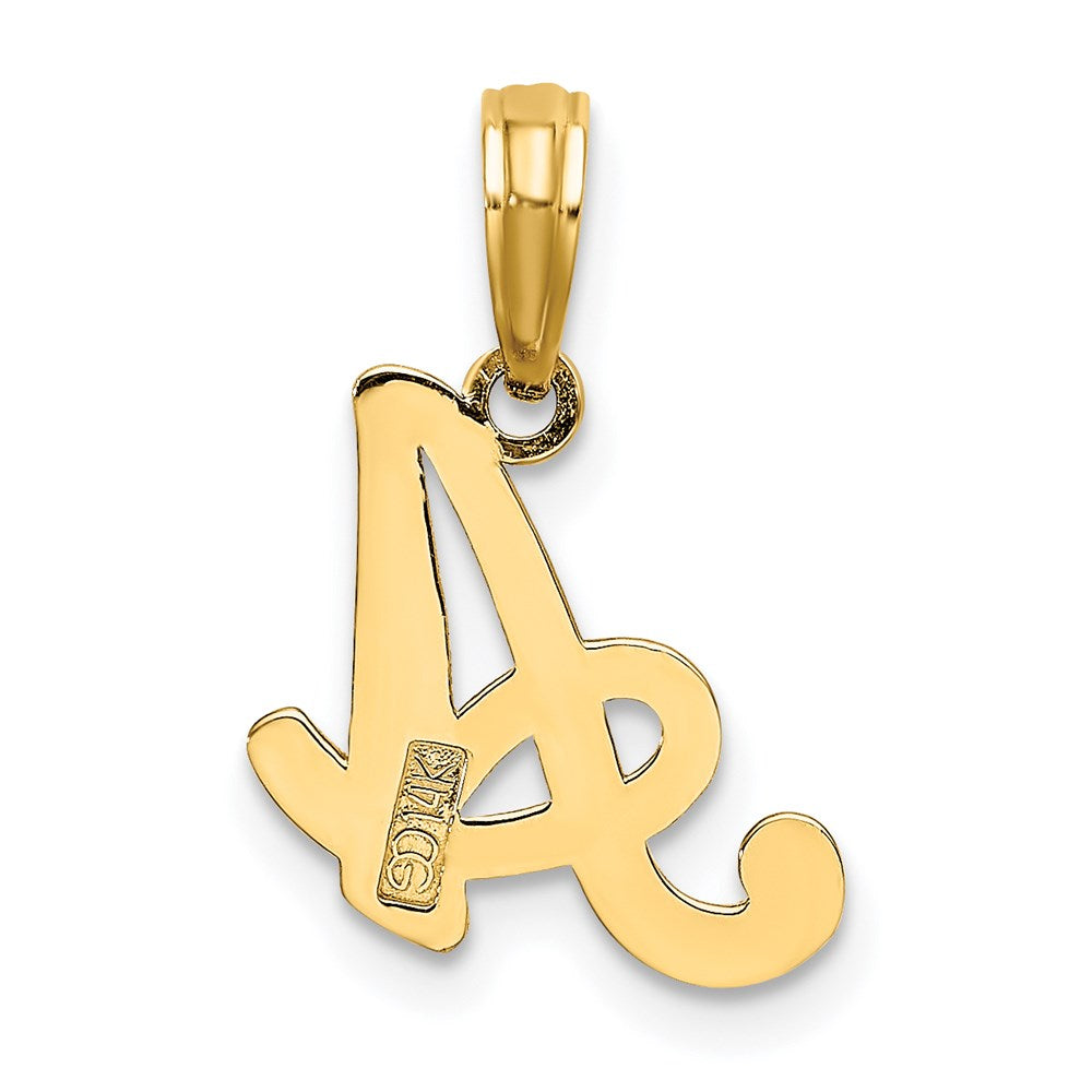 14KY Script Letter A Initial Pendant