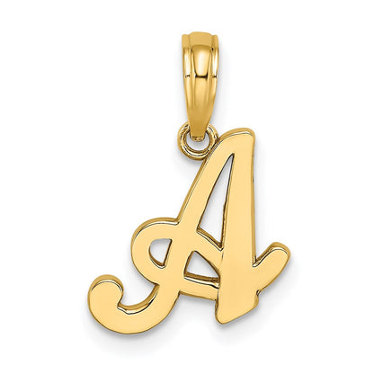 14KY Script Letter A Initial Pendant