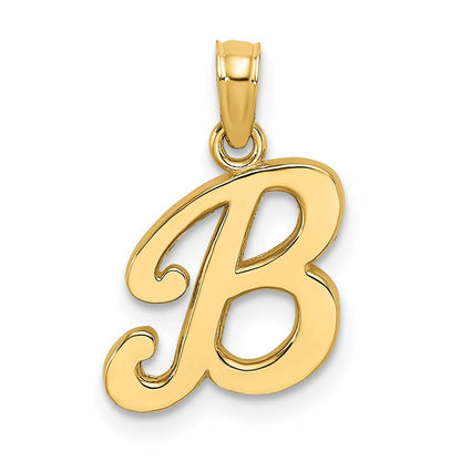 14KY Script Letter B Initial Pendant