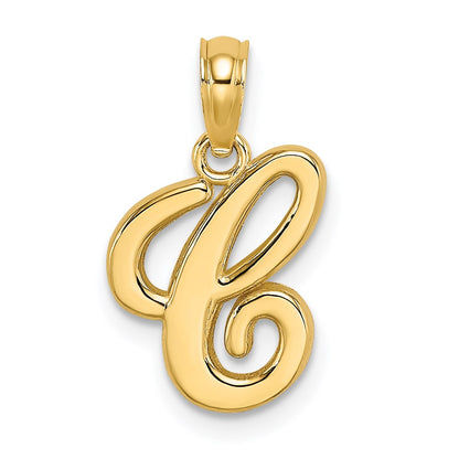 14KY Script Letter C Initial Pendant