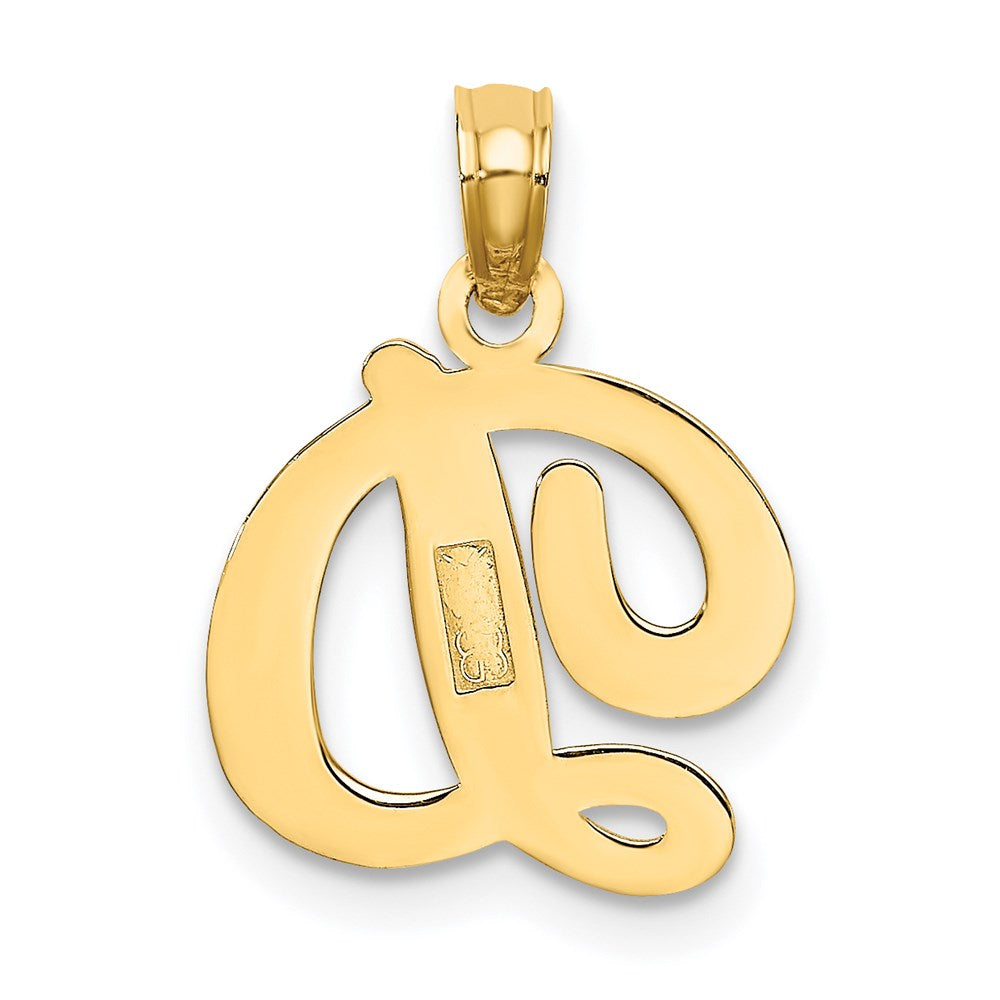 14KY Script Letter D Initial Pendant