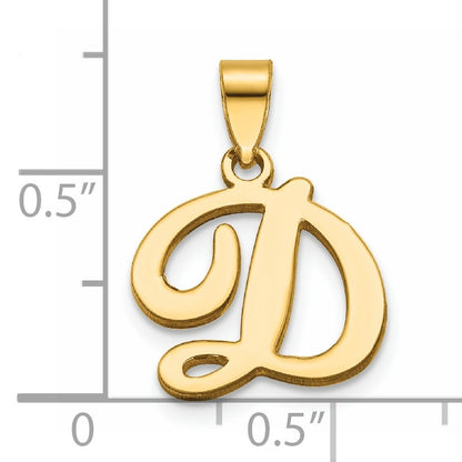14KY Script Letter D Initial Pendant