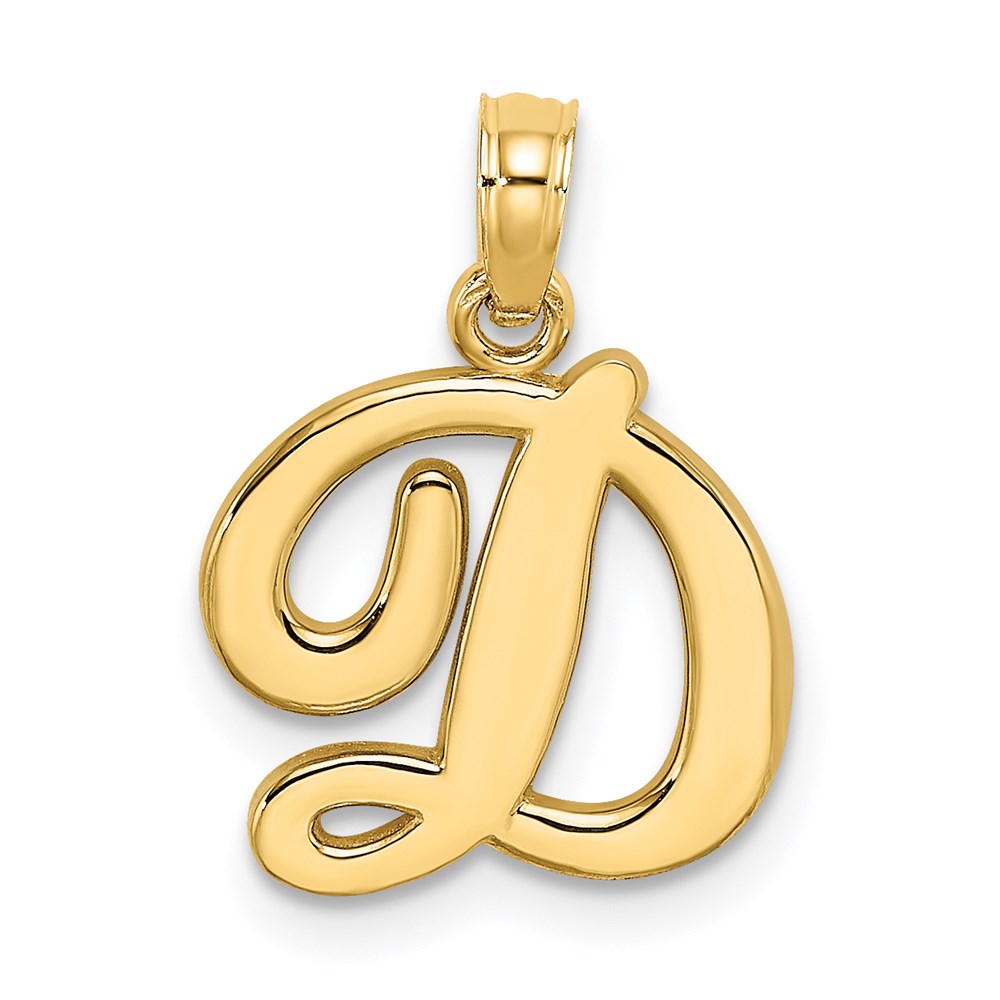 14KY Script Letter D Initial Pendant