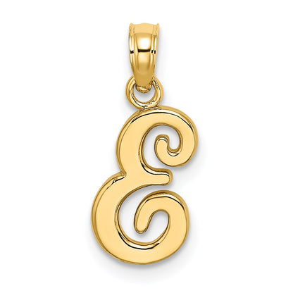 14KY Script Letter E Initial Pendant