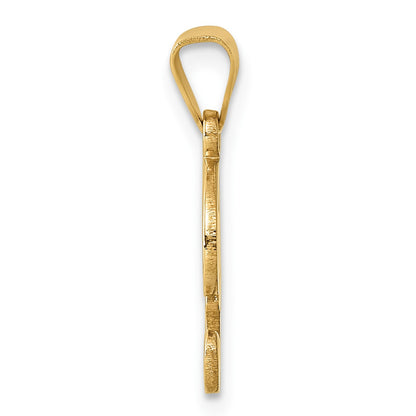 14KY Script Letter F Initial Pendant