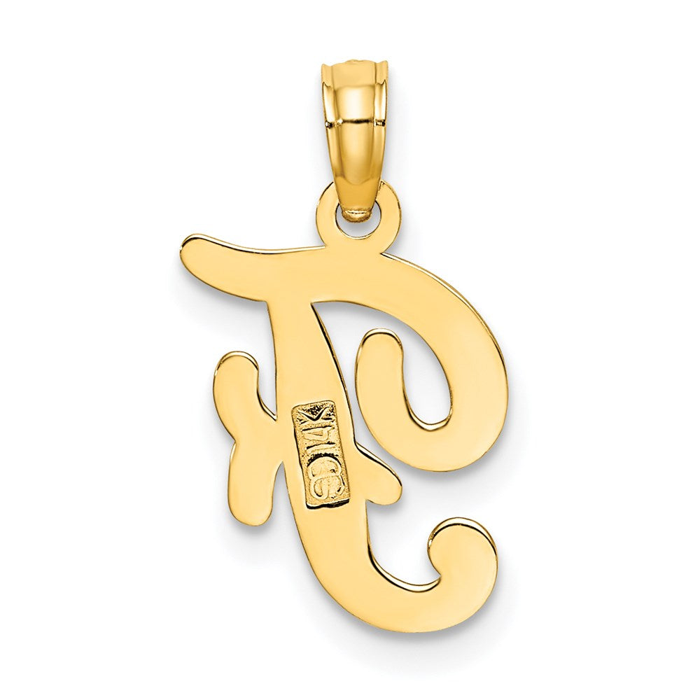 14KY Script Letter F Initial Pendant