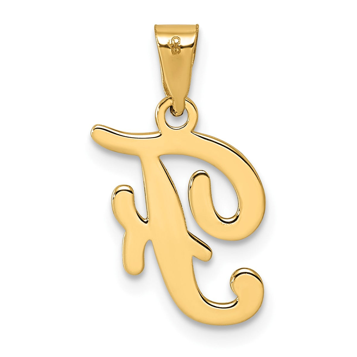 14KY Script Letter F Initial Pendant