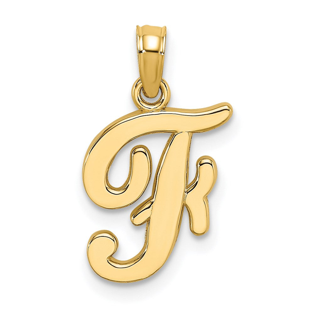 14KY Script Letter F Initial Pendant