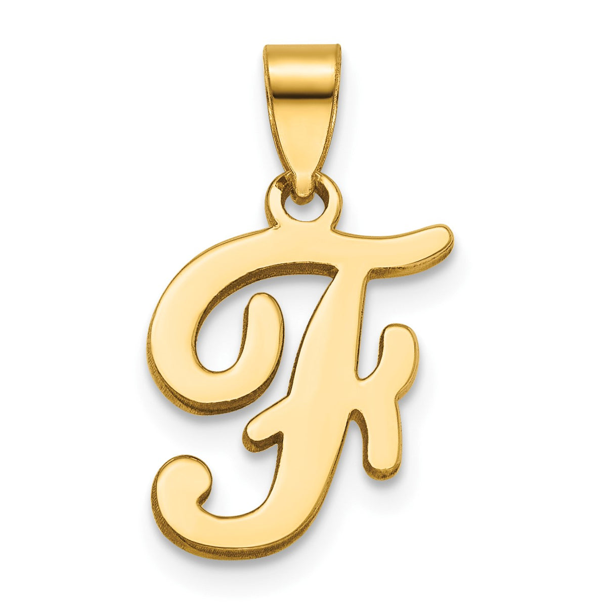 14KY Script Letter F Initial Pendant