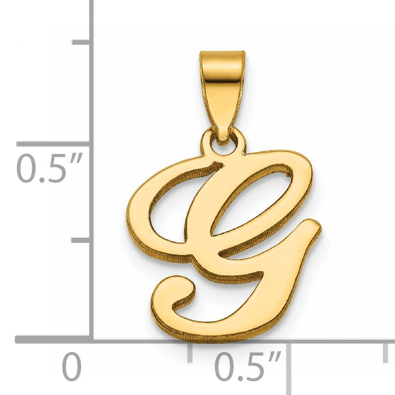 14KY Script Letter G Initial Pendant