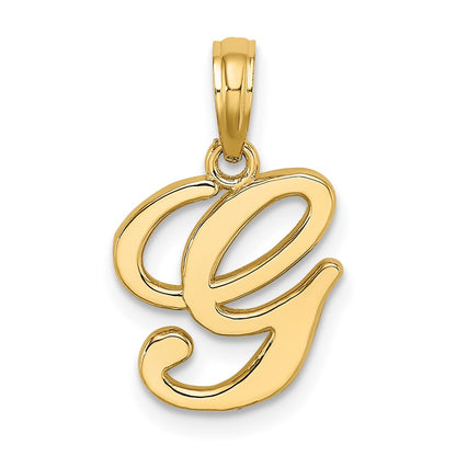 14KY Script Letter G Initial Pendant