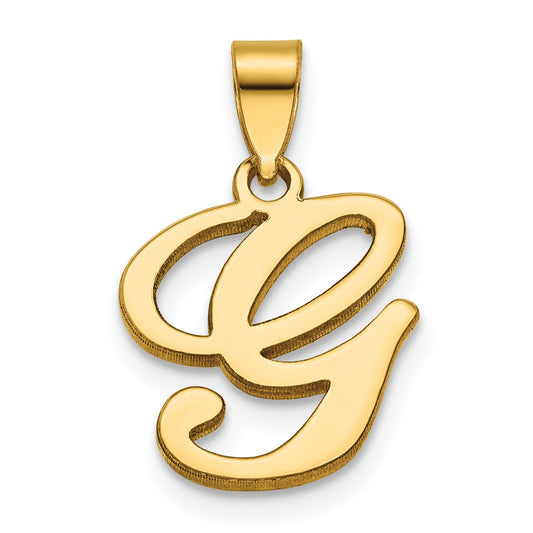 14KY Script Letter G Initial Pendant