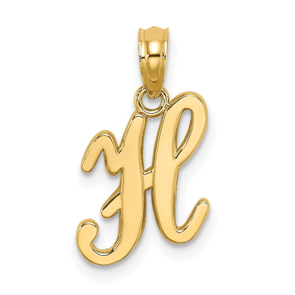 14KY Script Letter H Initial Pendant