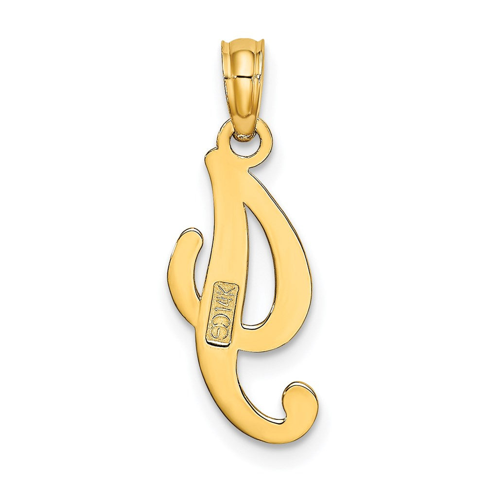 14KY Script Letter I Initial Pendant