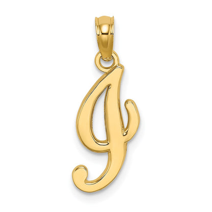 14KY Script Letter I Initial Pendant