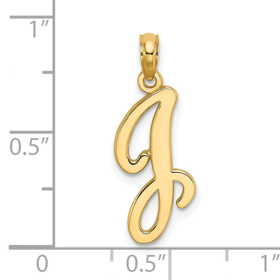 14KY Script Letter J Initial Pendant
