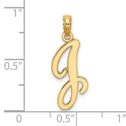 14KY Script Letter J Initial Pendant