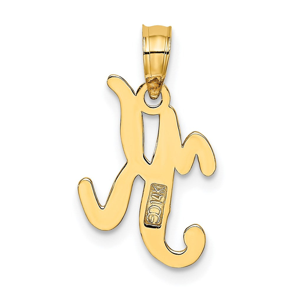 14KY Script Letter K Initial Pendant