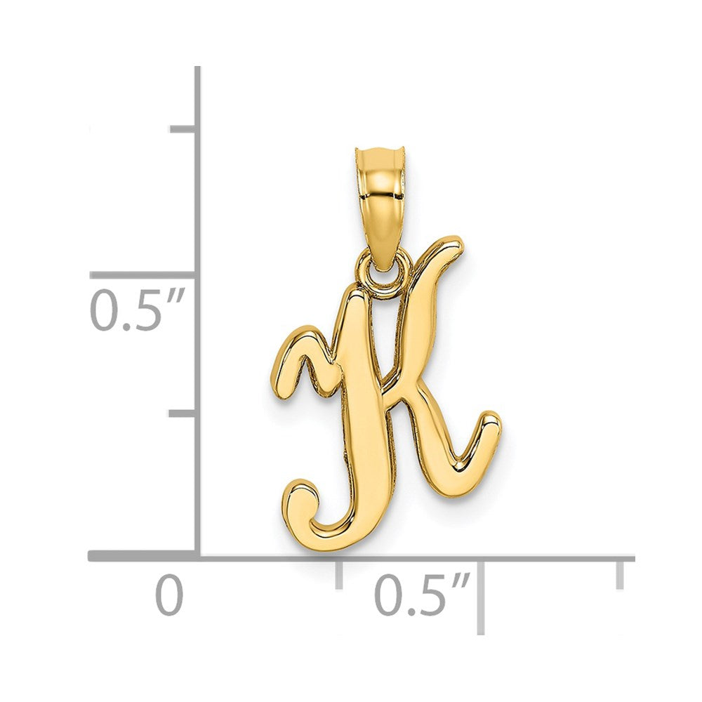 14KY Script Letter K Initial Pendant