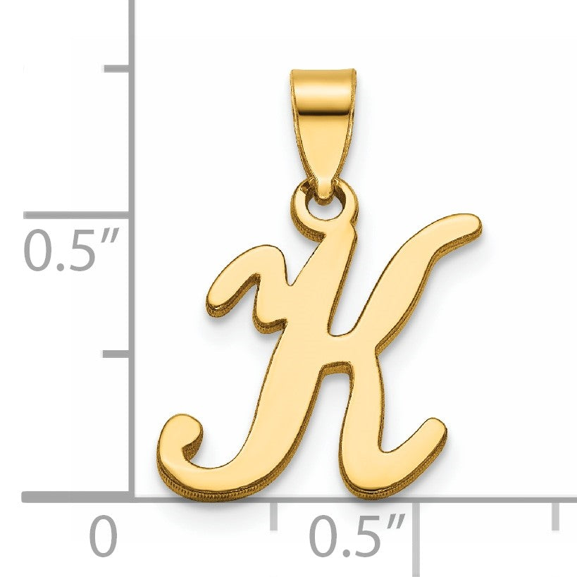 14KY Script Letter K Initial Pendant