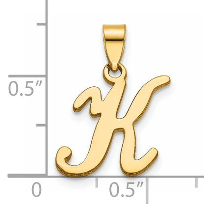 14KY Script Letter K Initial Pendant