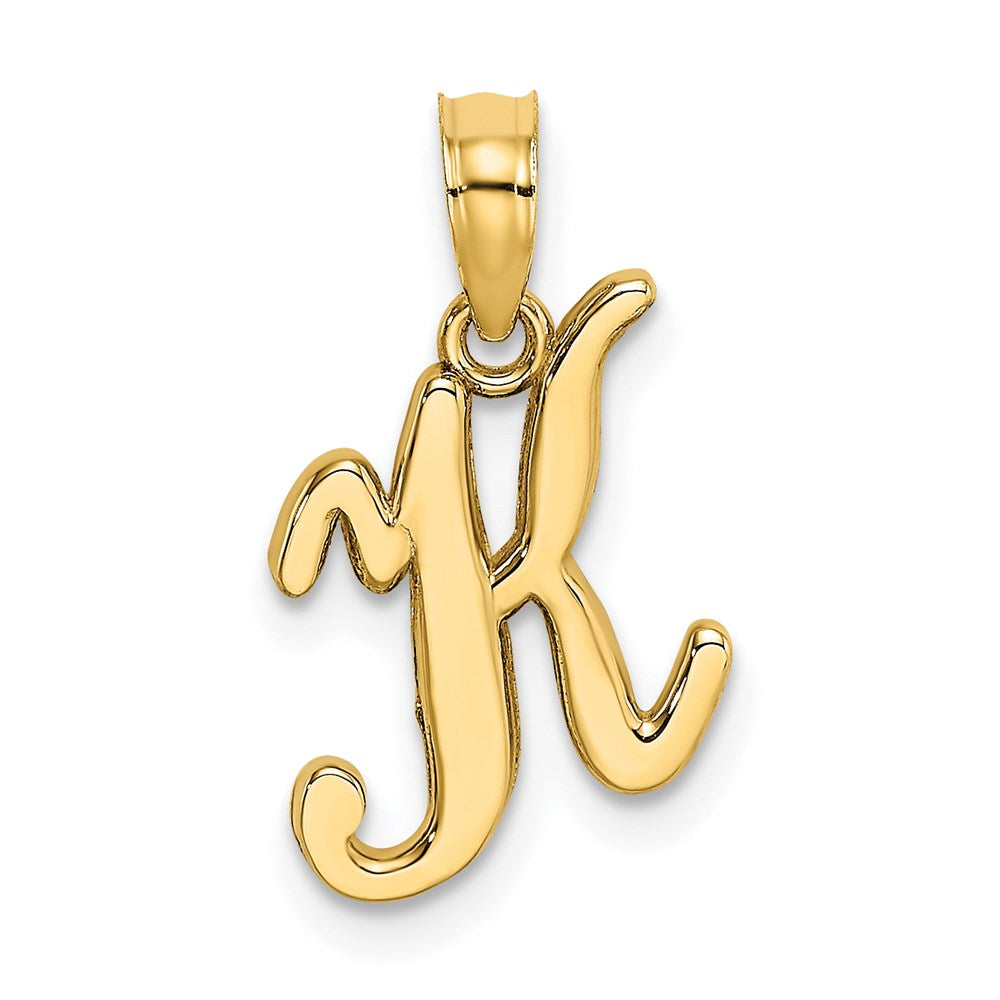 14KY Script Letter K Initial Pendant