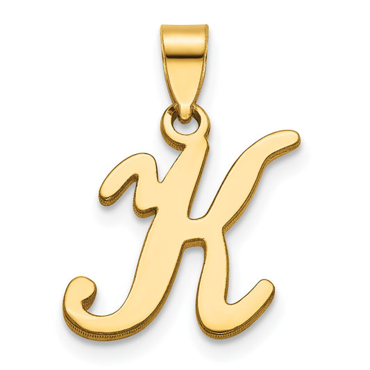 14KY Script Letter K Initial Pendant