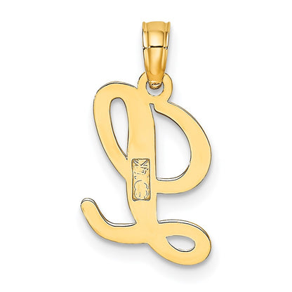 14KY Script Letter L Initial Pendant