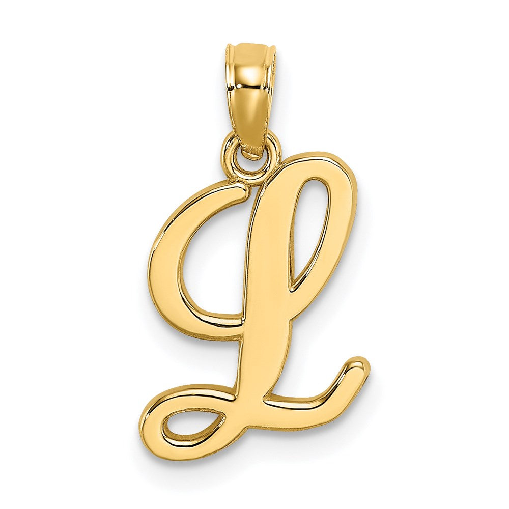 14KY Script Letter L Initial Pendant