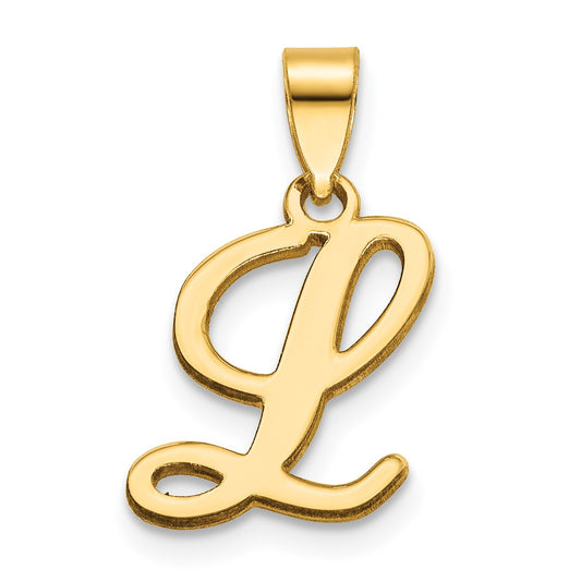14KY Script Letter L Initial Pendant