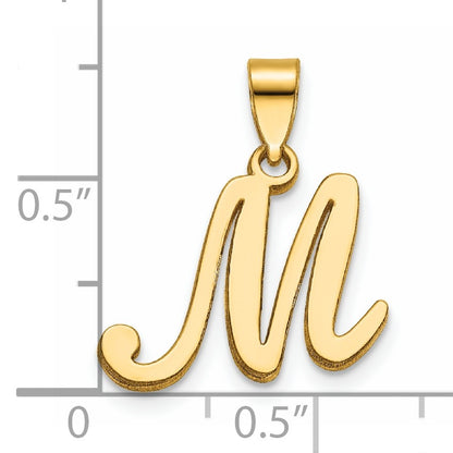 14KY Script Letter M Initial Pendant