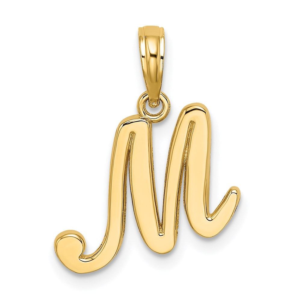 14KY Script Letter M Initial Pendant