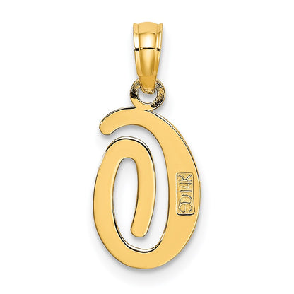 14KY Script Letter O Initial Pendant