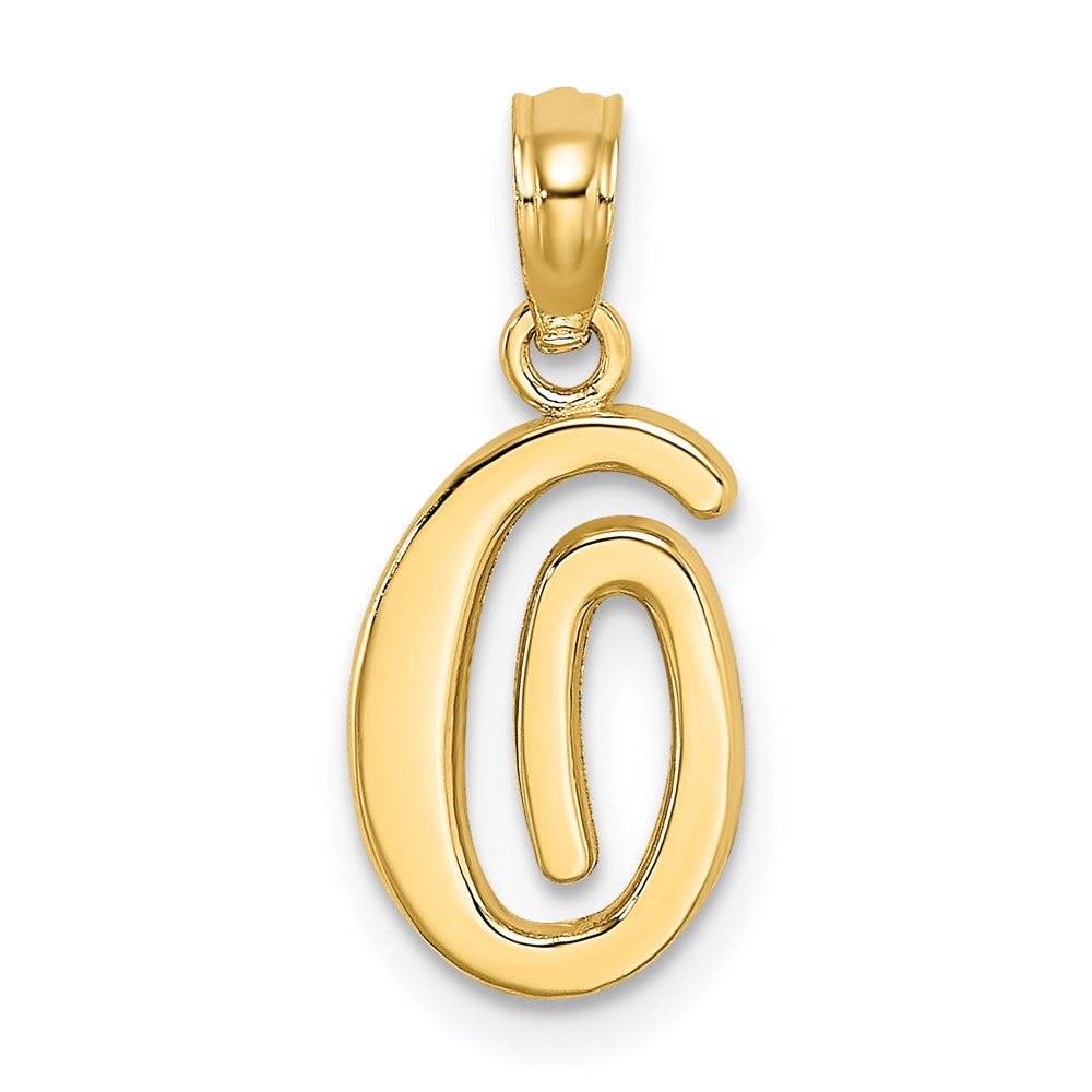 14KY Script Letter O Initial Pendant