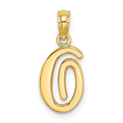 14KY Script Letter O Initial Pendant