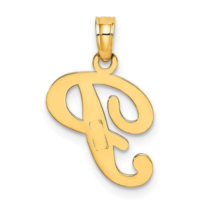 14KY Script Letter P Initial Pendant