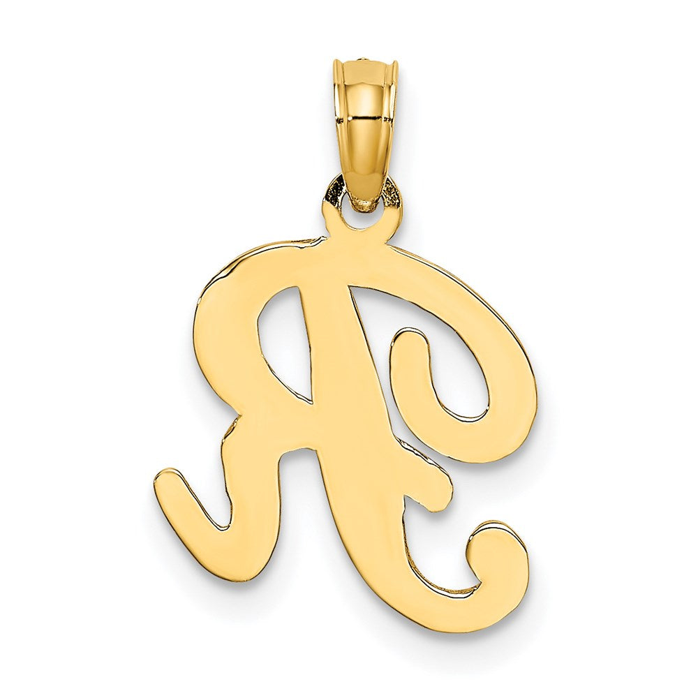 14KY Script Letter R Initial Pendant