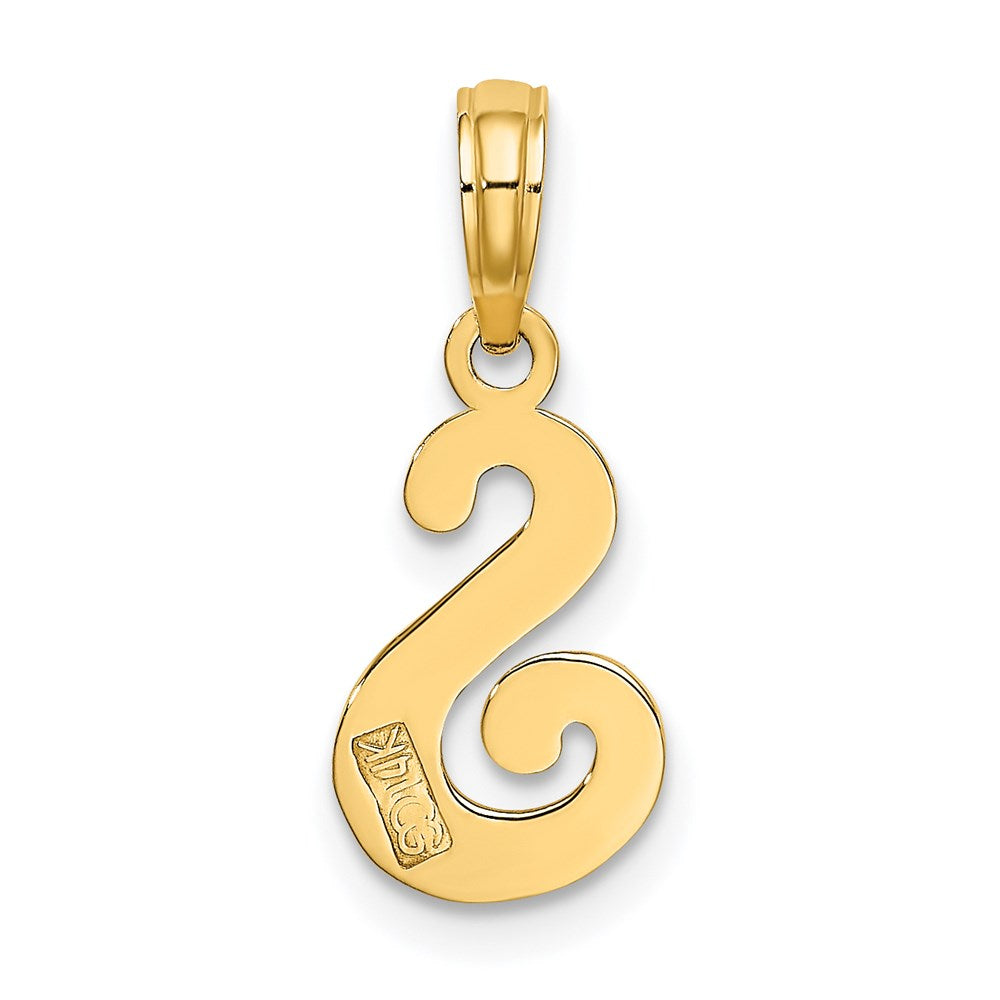 14KY Script Letter S Initial Pendant