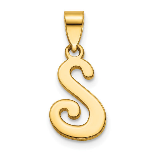 14KY Script Letter S Initial Pendant