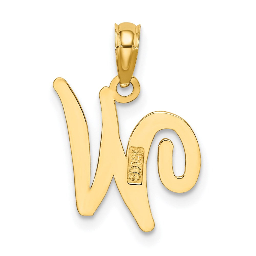 14KY Script Letter W Initial Pendant