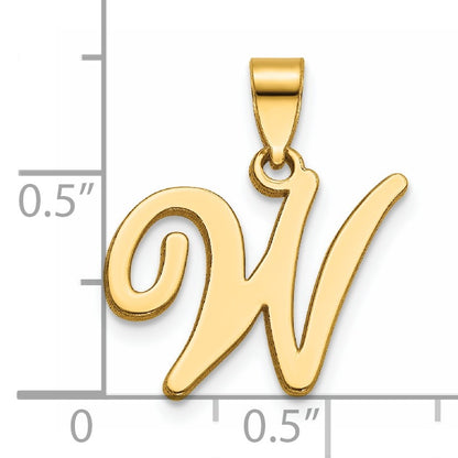 14KY Script Letter W Initial Pendant