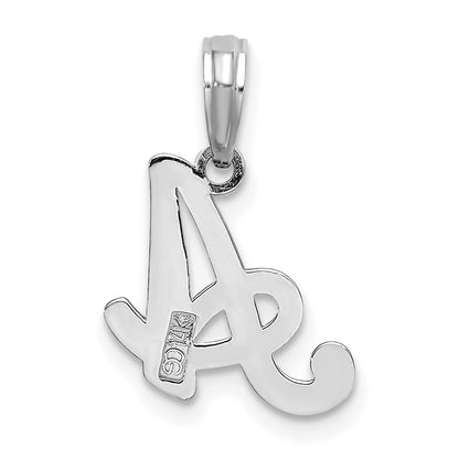 14KW White Gold Script Letter A Initial Pendant