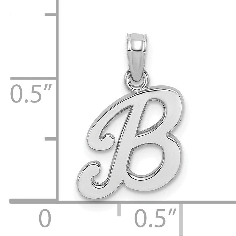 14KW White Gold Script Letter B Initial Pendant