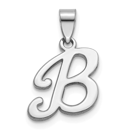 14KW White Gold Script Letter B Initial Pendant