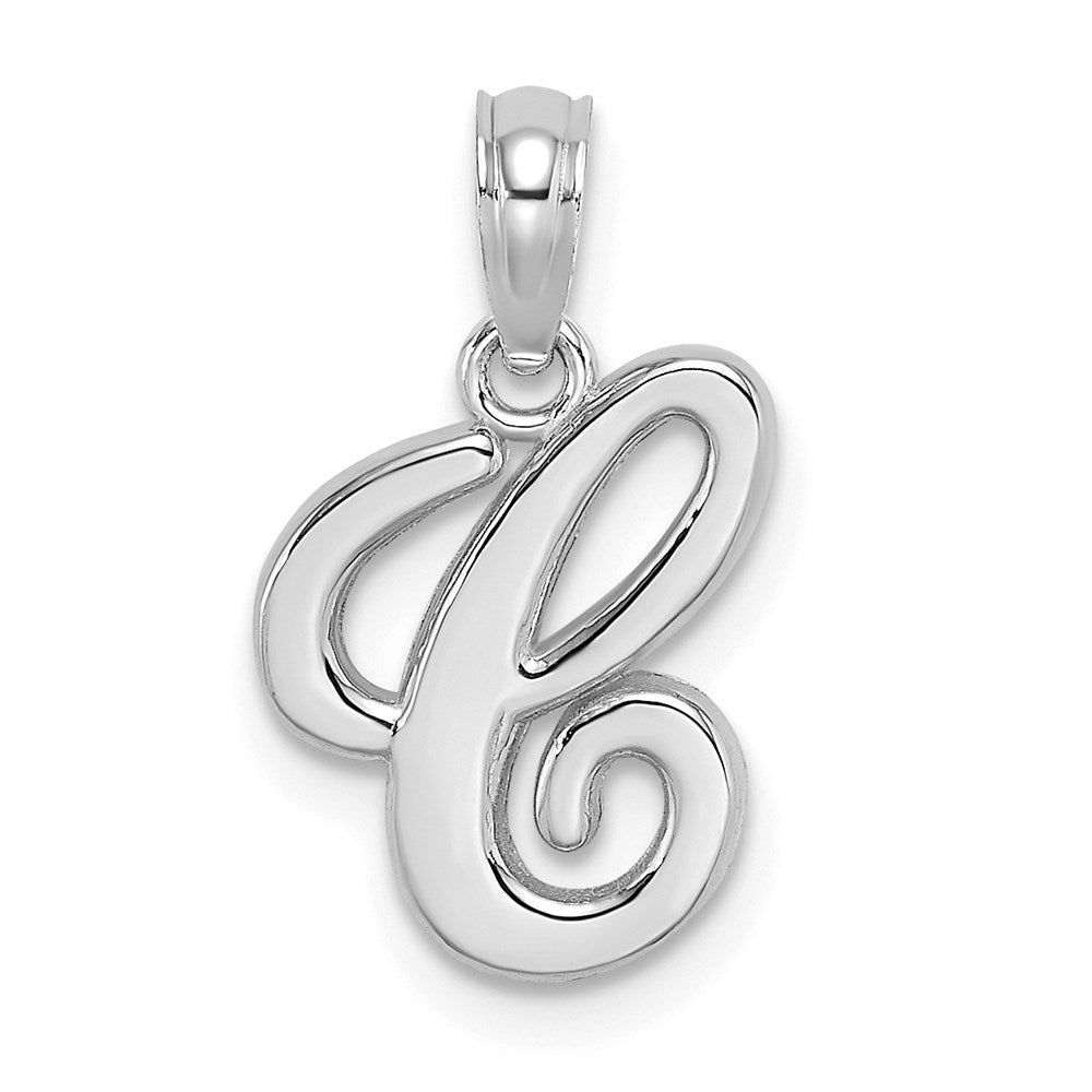 14KW White Gold Script Letter C Initial Pendant