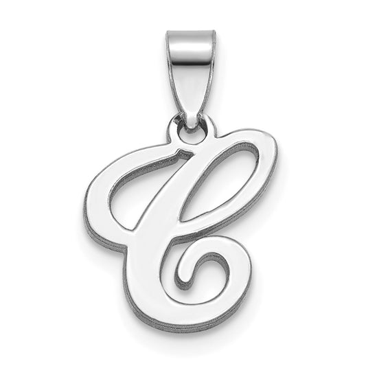 14KW White Gold Script Letter C Initial Pendant