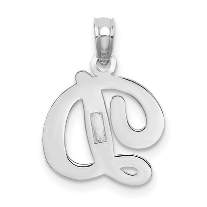 14KW White Gold Script Letter D Initial Pendant