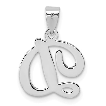 14KW White Gold Script Letter D Initial Pendant
