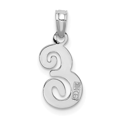 14KW White Gold Script Letter E Initial Pendant