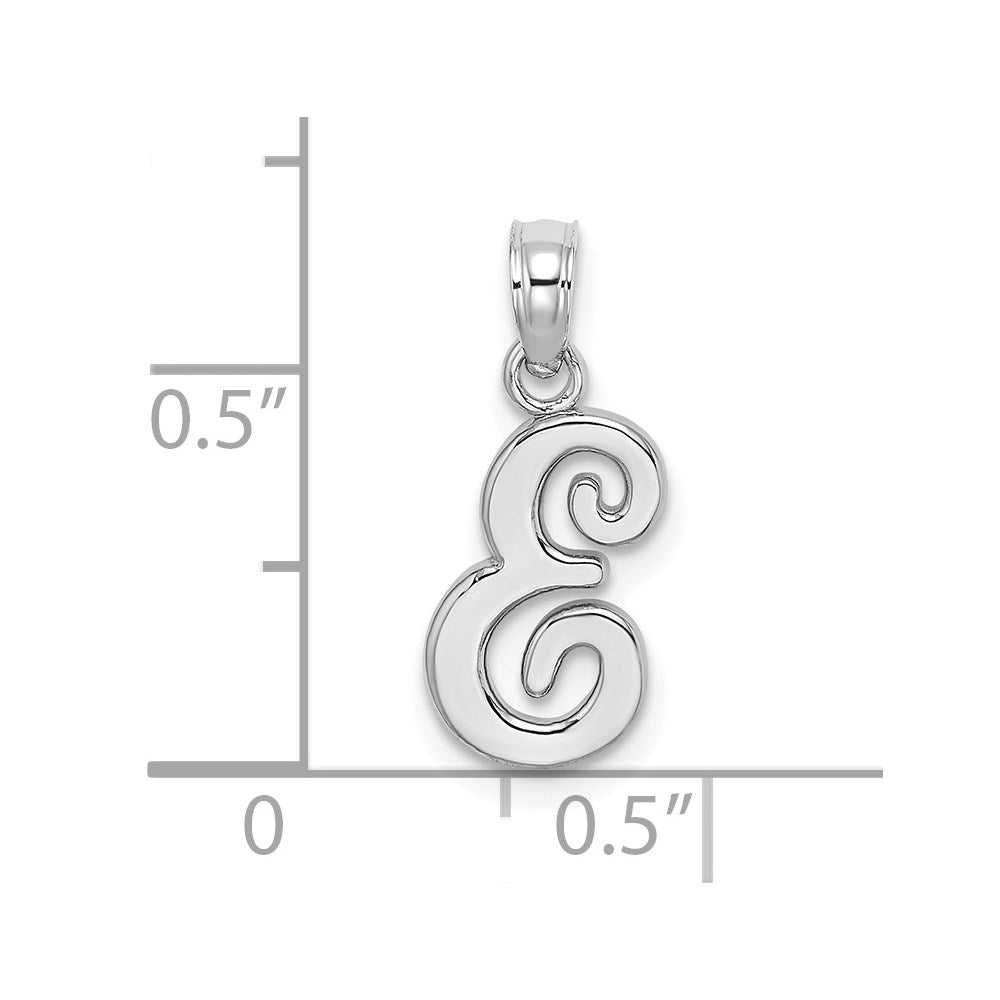 14KW White Gold Script Letter E Initial Pendant